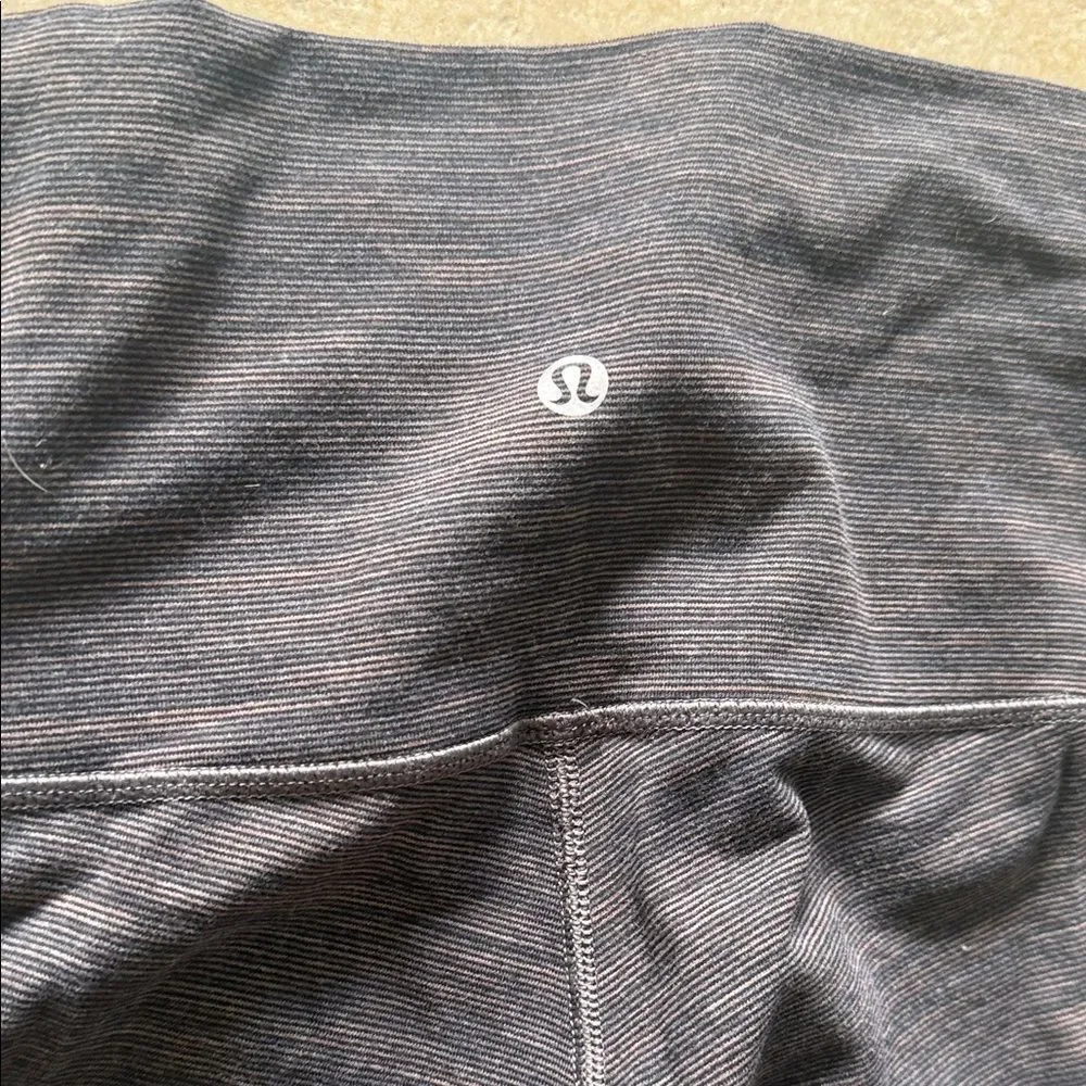 High-Waisted Striped Brown Navy Dark Leggings LULULEMON Size 4